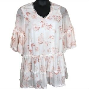 ENTRO  Oversized Pastel Floral Tunic Dress Sz Small
